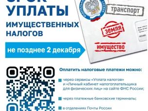 Срок уплаты имущественных налогов не позднее 2 декабря